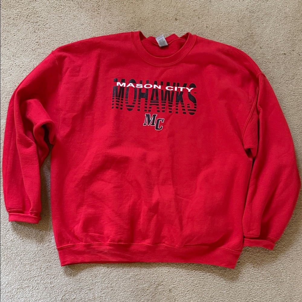 Hanes Red Mason City Mohawks Crewneck Sweatshirt